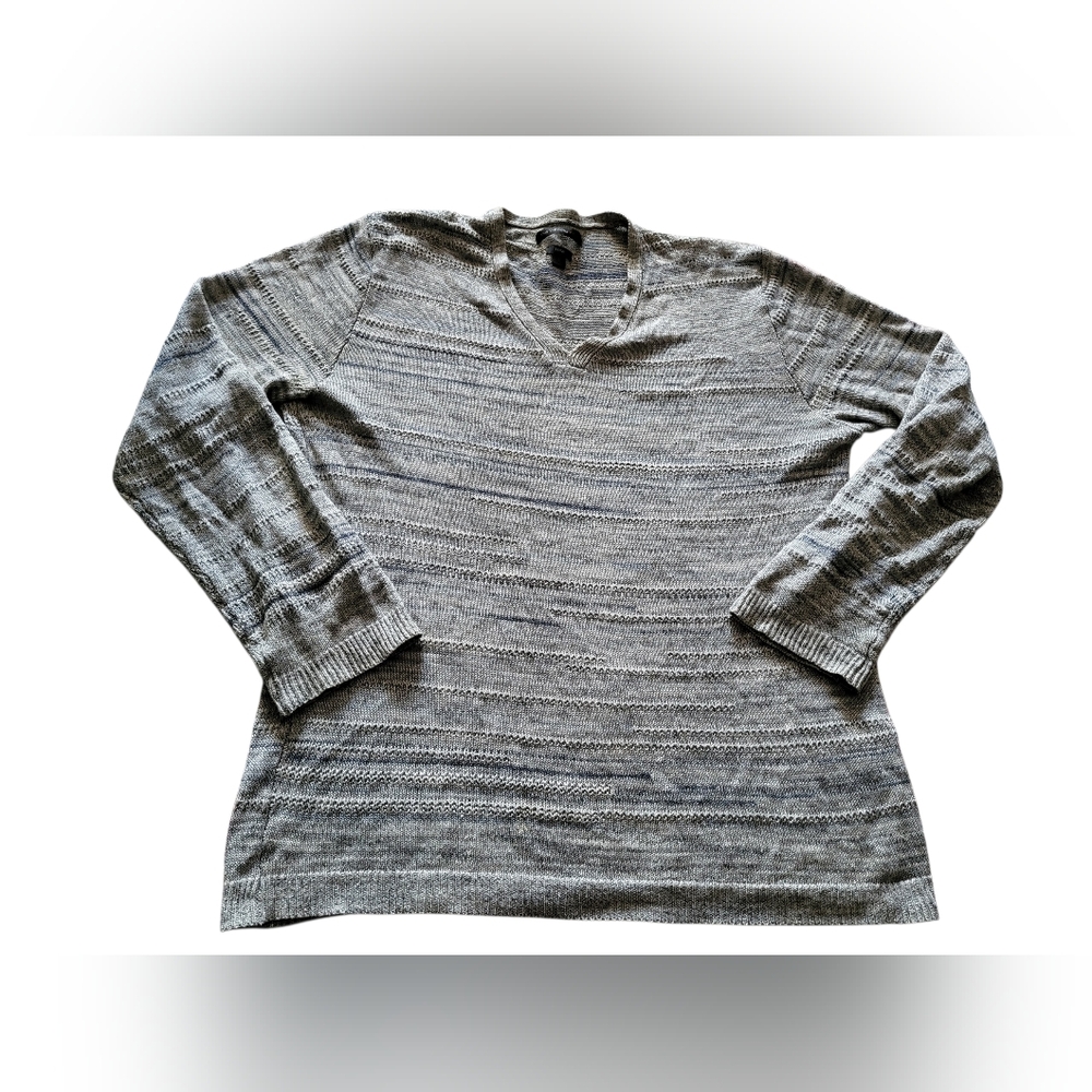 Pre-owned John Varvatos Vneck Sweater Mens L Linen Viscose Blend Grey Luxury